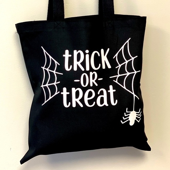 TRICK OR TREAT 🕷🧡 Cotton Canvas Tote Bag in Black~ NEW W/OUT TAGS - Picture 6 of 10